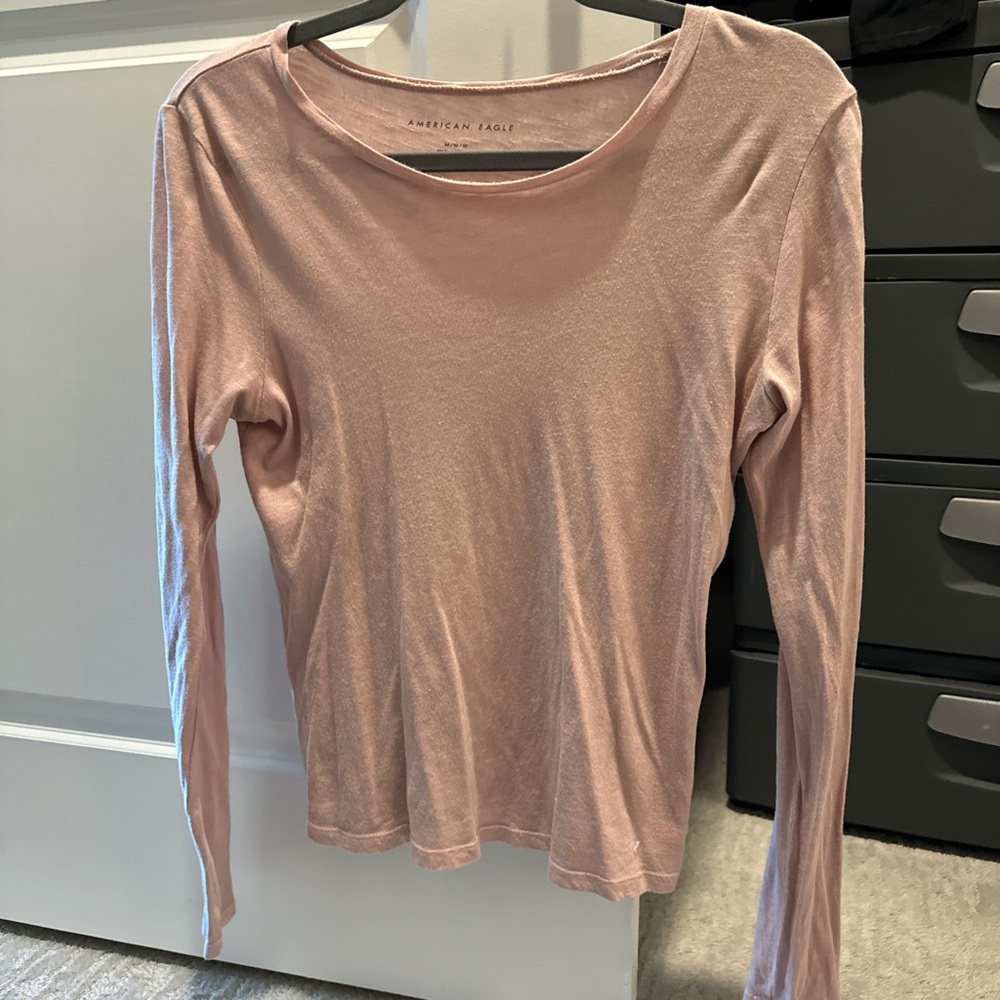 Long sleeve pink layering top
